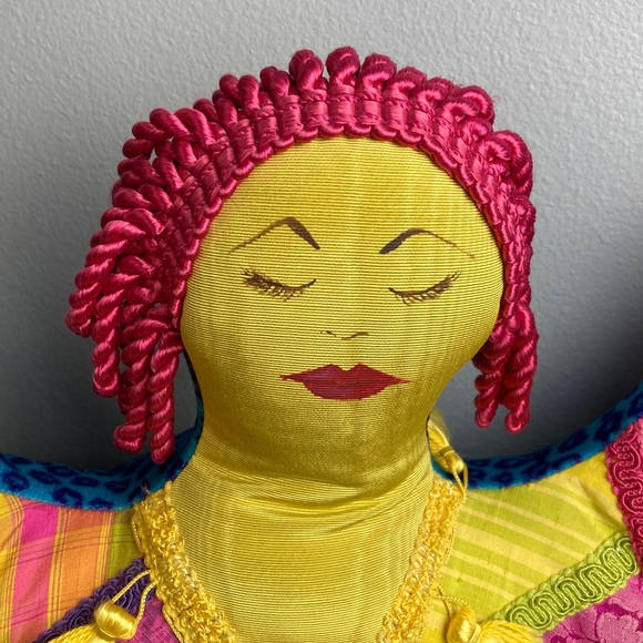 Vintage Colorful Patchwork Angel Decorative Pillow (OOAK) - Picture 5 of 16